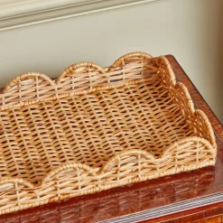 Trays | Trays<Mrs. Alice Small Scalloped Rattan Tray