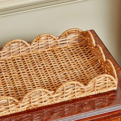 Trays | Trays<Mrs. Alice Small Scalloped Rattan Tray