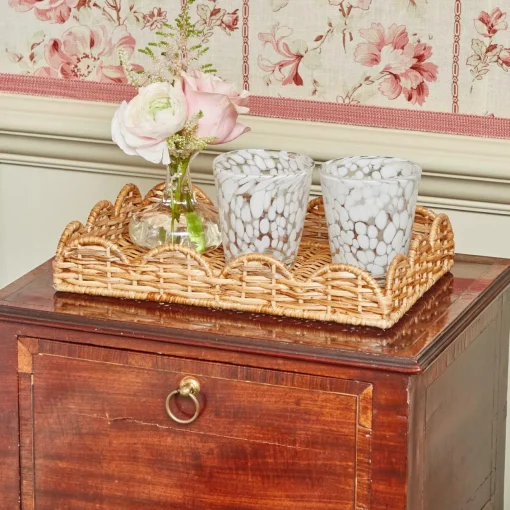 Trays | Trays<Mrs. Alice Small Scalloped Rattan Tray