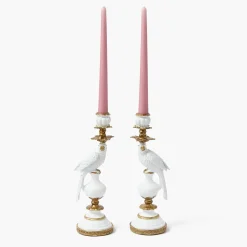 Summer Candleware | Candle Holders<Mrs. Alice Small White Parrot Candle Holder (Pair)