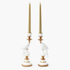 Summer Candleware | Candle Holders<Mrs. Alice Small White Parrot Candle Holder (Pair)