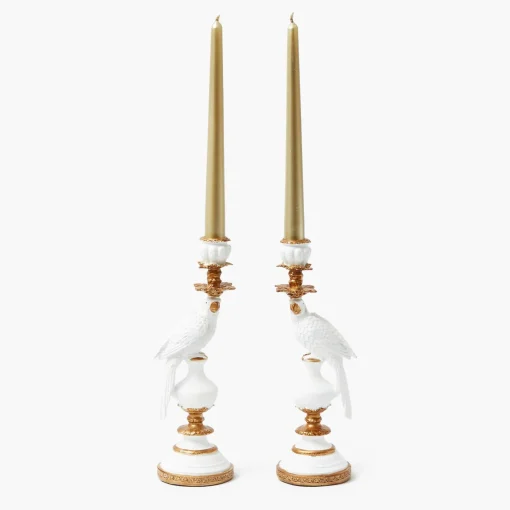 Summer Candleware | Candle Holders<Mrs. Alice Small White Parrot Candle Holder (Pair)