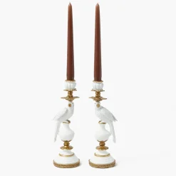 Summer Candleware | Candle Holders<Mrs. Alice Small White Parrot Candle Holder (Pair)
