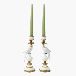 Summer Candleware | Candle Holders<Mrs. Alice Small White Parrot Candle Holder (Pair)