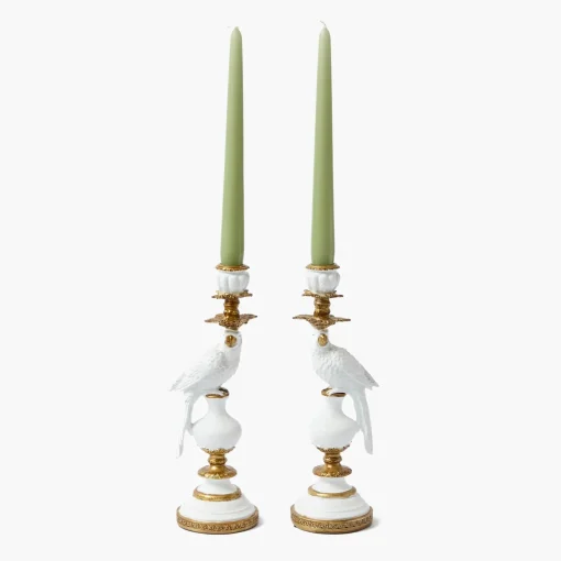 Summer Candleware | Candle Holders<Mrs. Alice Small White Parrot Candle Holder (Pair)