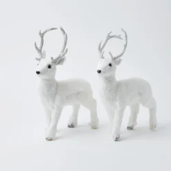 Christmas Decorations<Mrs. Alice Snow White Glitter Reindeer (Pair)