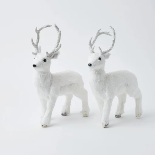 Christmas Decorations<Mrs. Alice Snow White Glitter Reindeer (Pair)