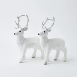 Christmas Decorations<Mrs. Alice Snow White Glitter Reindeer (Pair)