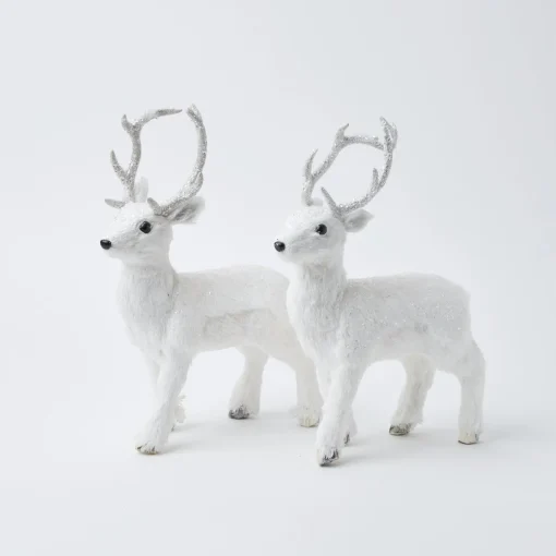 Christmas Decorations<Mrs. Alice Snow White Glitter Reindeer (Pair)