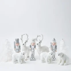 Christmas Decorations<Mrs. Alice Snow White Glitter Reindeer (Pair)