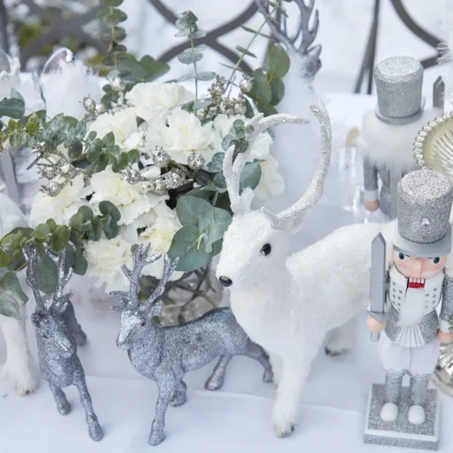 Christmas Decorations<Mrs. Alice Snow White Glitter Reindeer (Pair)