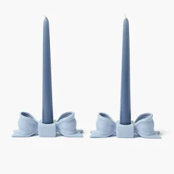 Summer Candleware | Candle Holders<Mrs. Alice Soft Blue Ceramic Bow Candle Holder (Pair)