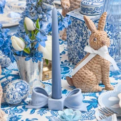 Summer Candleware | Candle Holders<Mrs. Alice Soft Blue Ceramic Bow Candle Holder (Pair)