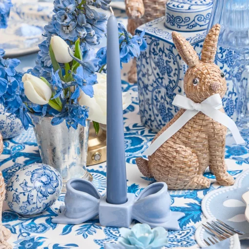 Summer Candleware | Candle Holders<Mrs. Alice Soft Blue Ceramic Bow Candle Holder (Pair)