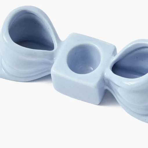 Summer Candleware | Candle Holders<Mrs. Alice Soft Blue Ceramic Bow Candle Holder (Pair)