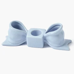 Summer Candleware | Candle Holders<Mrs. Alice Soft Blue Ceramic Bow Candle Holder (Pair)