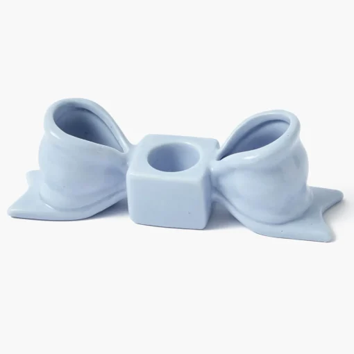 Summer Candleware | Candle Holders<Mrs. Alice Soft Blue Ceramic Bow Candle Holder (Pair)