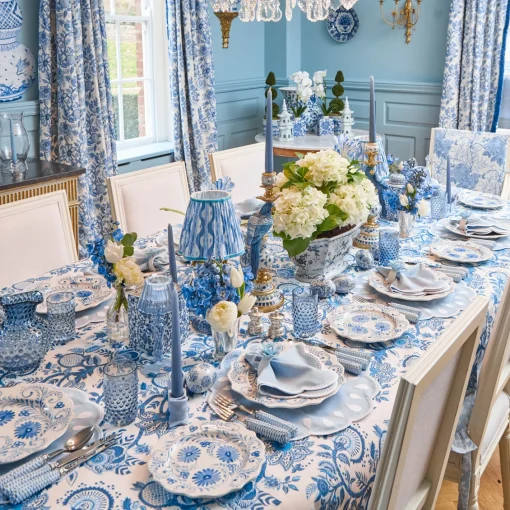 Summer Table Linen | Napkin Rings & Bows<Mrs. Alice Soft Blue Fiore Napkin Rings (Set of 4)