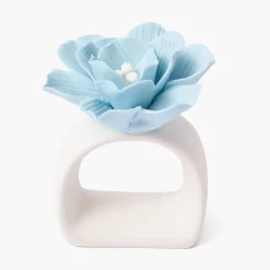 Summer Table Linen | Napkin Rings & Bows<Mrs. Alice Soft Blue Fiore Napkin Rings (Set of 4)