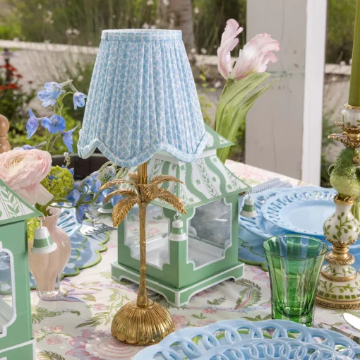 Lampshades<Mrs. Alice Soft Blue Lotus Deep Scalloped Lampshade (14cm)