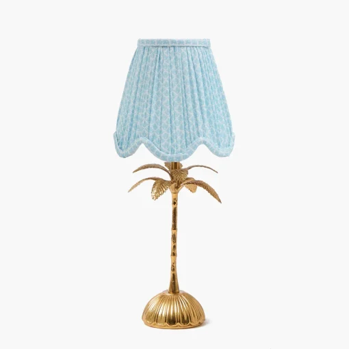 Lampshades<Mrs. Alice Soft Blue Lotus Deep Scalloped Lampshade (14cm)