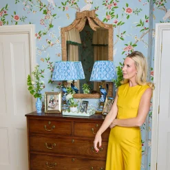 Lampshades<Mrs. Alice Soft Blue Lotus Lampshade (40cm)