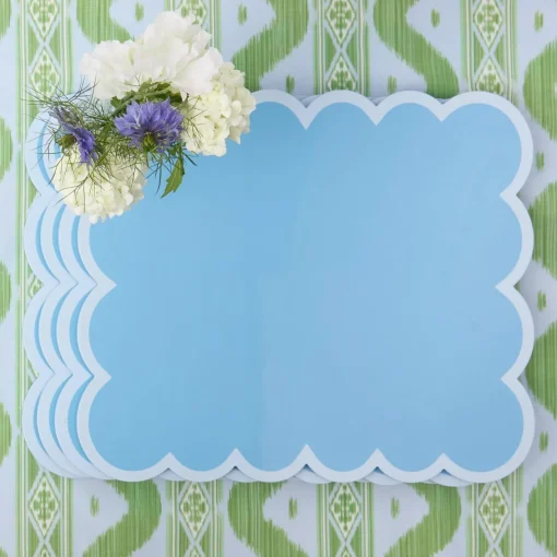 Summer Table Linen | Placemats<Mrs. Alice Soft Blue Scalloped Lacquer Placemats (Set of 4)