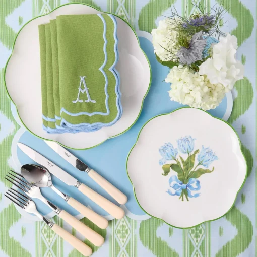 Summer Table Linen | Placemats<Mrs. Alice Soft Blue Scalloped Lacquer Placemats (Set of 4)