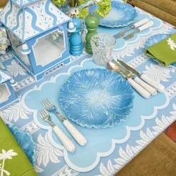 Summer Table Linen | Placemats<Mrs. Alice Soft Blue Scalloped Lacquer Placemats (Set of 4)