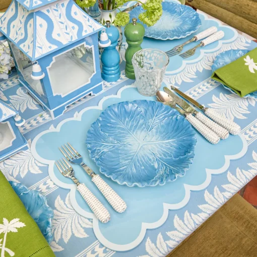 Summer Table Linen | Placemats<Mrs. Alice Soft Blue Scalloped Lacquer Placemats (Set of 4)