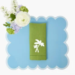 Summer Table Linen | Placemats<Mrs. Alice Soft Blue Scalloped Lacquer Placemats (Set of 4)