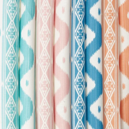 Serena Fresson Fabrics<Mrs. Alice Soft Coral Ikat Stripe Fabric
