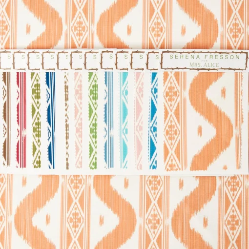 Serena Fresson Fabrics<Mrs. Alice Soft Coral Ikat Stripe Fabric