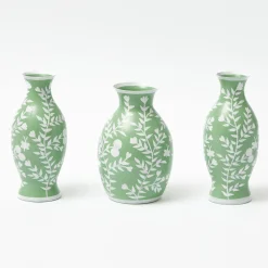 Vases | Vases & Planters<Mrs. Alice Soft Green Hand Painted Tole Bud Vases (Set of 3)