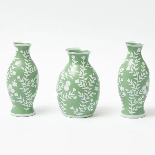 Vases | Vases & Planters<Mrs. Alice Soft Green Hand Painted Tole Bud Vases (Set of 3)