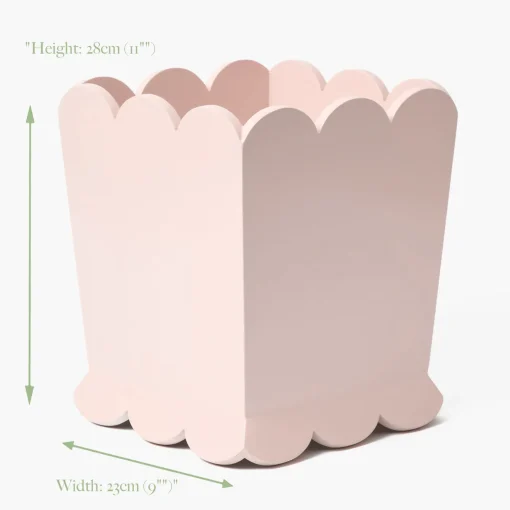 For Her | Pretty In Pink<Mrs. Alice Soft Pink Scalloped Lacquer Waste Paper Bin