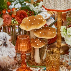 Year-round Decorations | Autumn Decorations<Mrs. Alice Tall Caramel Velvet Mushrooms (Set of 3)