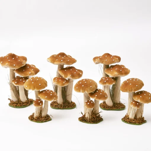 Year-round Decorations | Autumn Decorations<Mrs. Alice Tall Caramel Velvet Mushrooms (Set of 3)