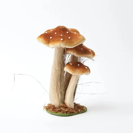 Year-round Decorations | Autumn Decorations<Mrs. Alice Tall Caramel Velvet Mushrooms (Set of 3)