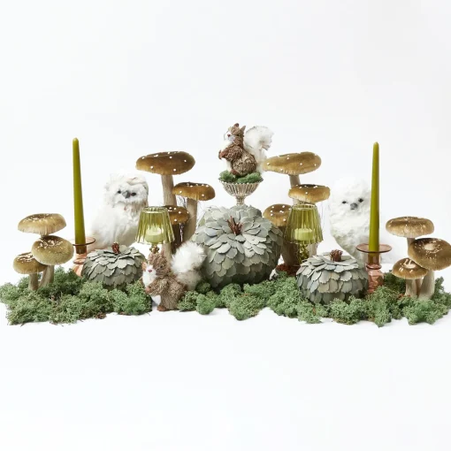 Year-round Decorations | Autumn Decorations<Mrs. Alice Tall Green Velvet Mushrooms (Set of 3)