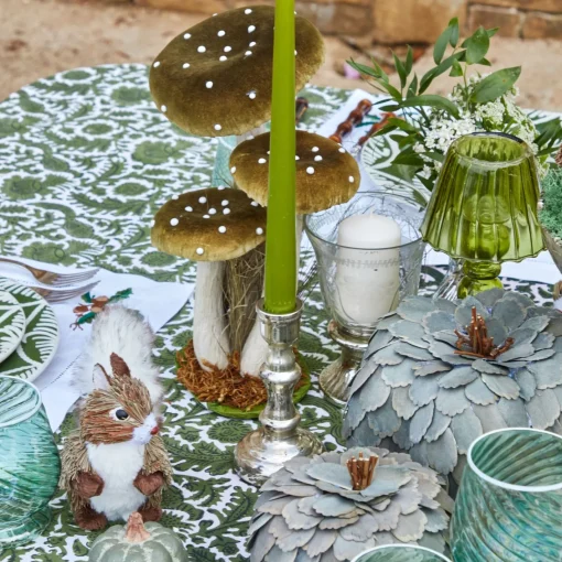 Year-round Decorations | Autumn Decorations<Mrs. Alice Tall Green Velvet Mushrooms (Set of 3)