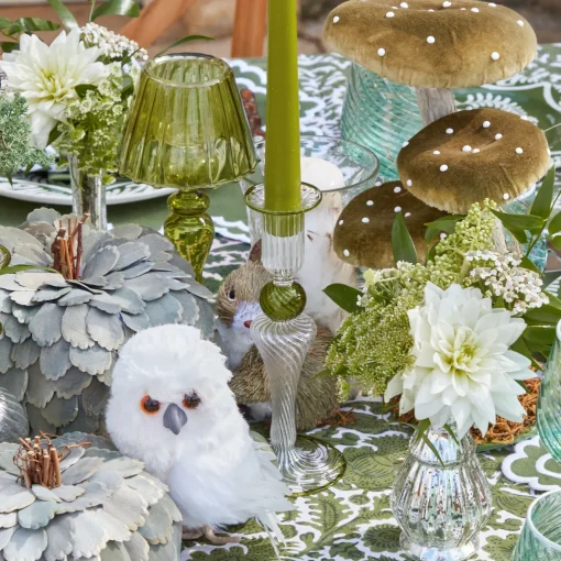 Year-round Decorations | Autumn Decorations<Mrs. Alice Tall Green Velvet Mushrooms (Set of 3)
