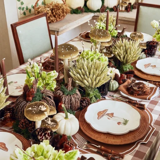 Year-round Decorations | Autumn Decorations<Mrs. Alice Tall Green Velvet Mushrooms (Set of 3)