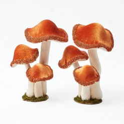 Year-round Decorations<Mrs. Alice Tall Orange Glitter Mushrooms (Pair)
