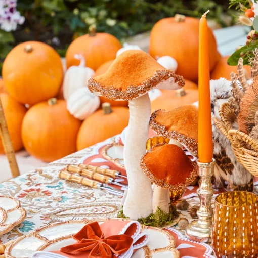Year-round Decorations<Mrs. Alice Tall Orange Glitter Mushrooms (Pair)