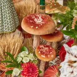 Year-round Decorations | Autumn Decorations<Mrs. Alice Tall Orange Velvet Mushrooms (Set of 3)