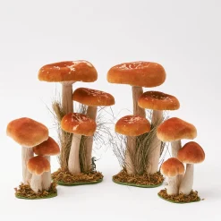Year-round Decorations | Autumn Decorations<Mrs. Alice Tall Orange Velvet Mushrooms (Set of 3)