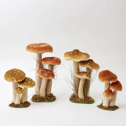 Year-round Decorations | Autumn Decorations<Mrs. Alice Tall Orange Velvet Mushrooms (Set of 3)