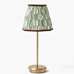 Rechargeable Table Lamps<Mrs. Alice Tall Rechargeable Lamp with Olive & Chocolate Ikat Shade (18cm)