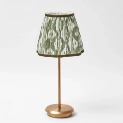 Rechargeable Table Lamps<Mrs. Alice Tall Rechargeable Lamp with Olive Ikat Shade (18cm)